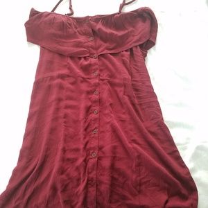 Off the shoulder, flowy red Dress